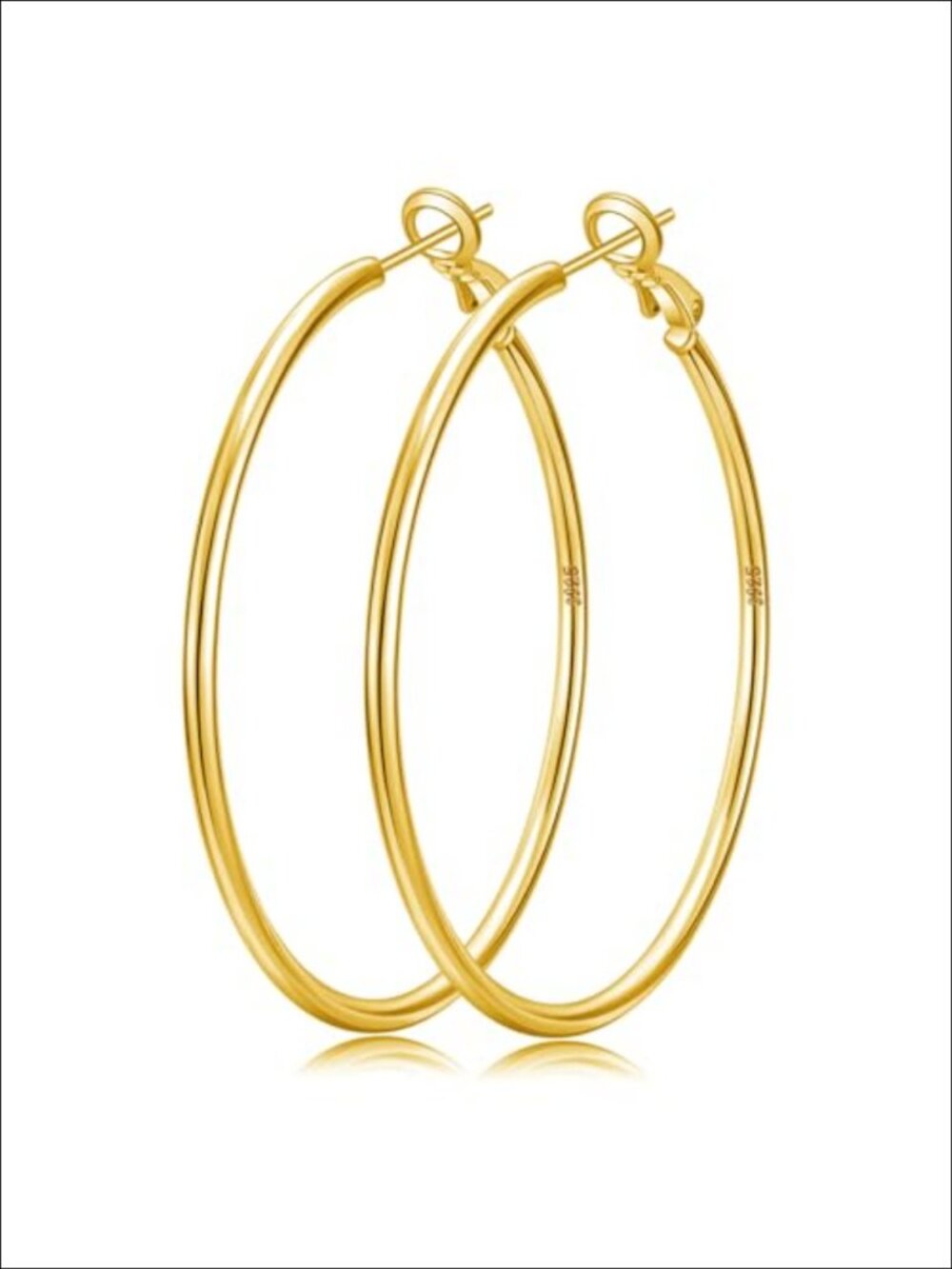 Sterling Silver Gold Plated Hoop Earrings for Women Lightweight Thin